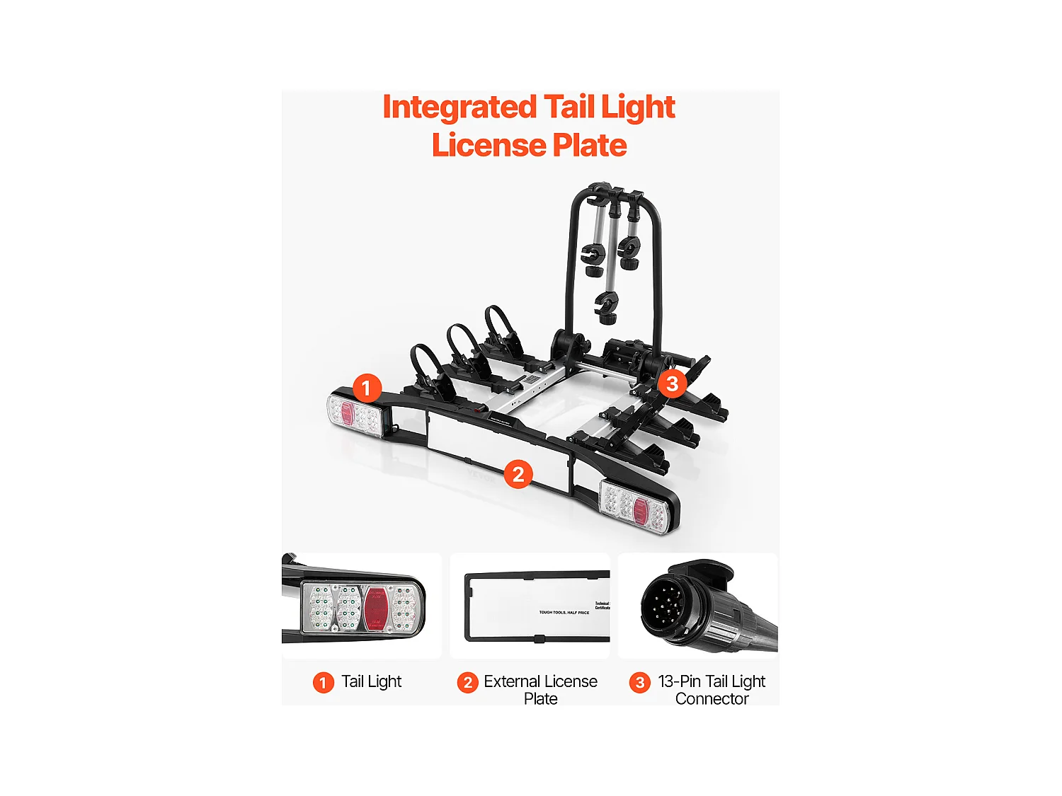 Support de Rangement pour Vélos, SucceBuy Porte-Vélos pour 3 Vélos Pliable, Compatible avec les Récepteurs de 5 cm