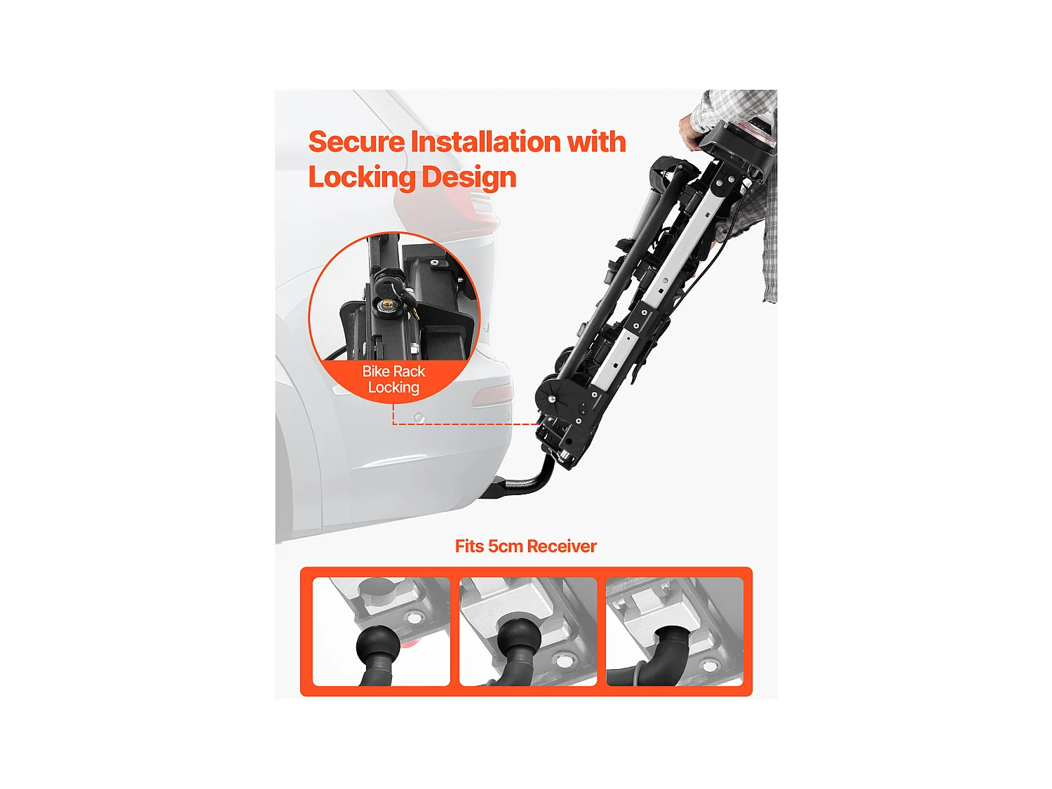 Support de Rangement pour Vélos, SucceBuy Porte-Vélos pour 3 Vélos Pliable, Compatible avec les Récepteurs de 5 cm