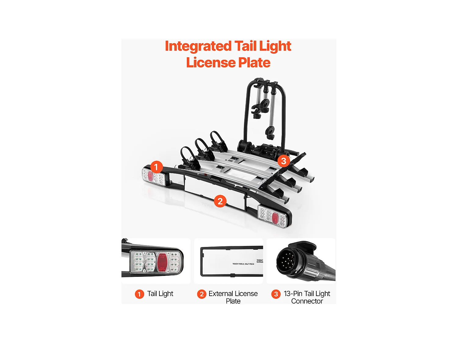 Support de Rangement pour Vélos, SucceBuy Porte-Vélos d'Attelage pour 3 Vélos, Support Verrouillable pour Récepteurs de 5 cm
