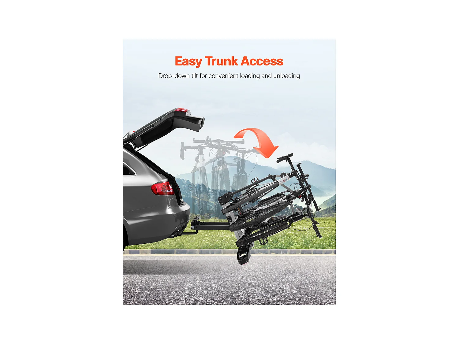 Support de Rangement pour Vélos, SucceBuy Porte-Vélos d'Attelage pour 3 Vélos, Support Verrouillable pour Récepteurs de 5 cm