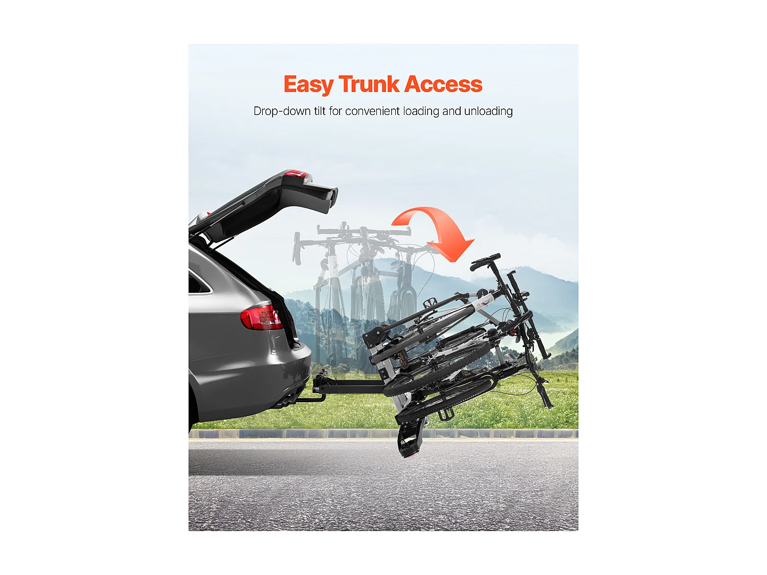 Support de Rangement pour Vélos, SucceBuy Porte-Vélos d'Attelage pour 3 Vélos, Support Verrouillable pour Récepteurs de 5 cm