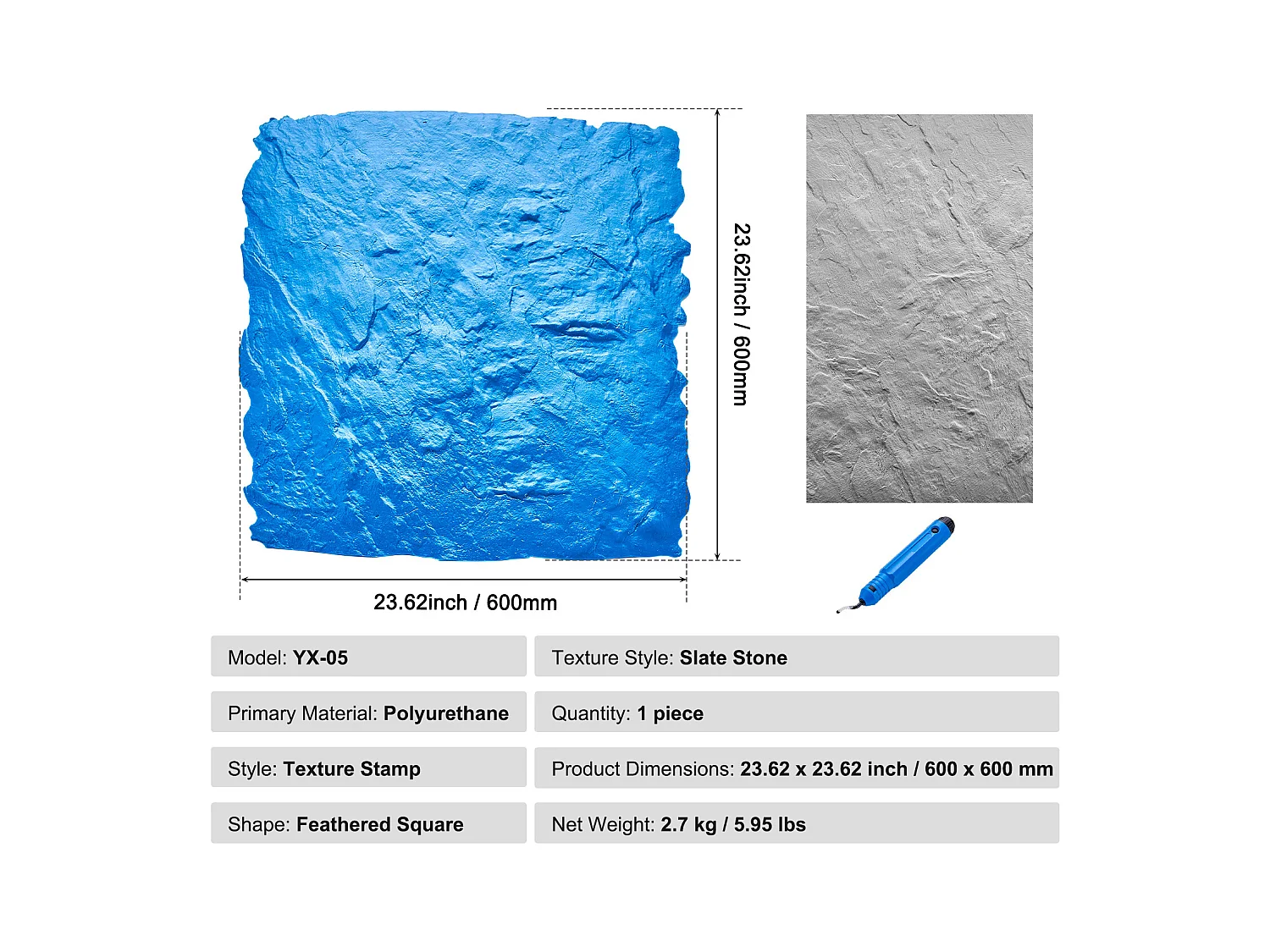 Poduszka do Stemplowania Betonu SucceBuy, 61 x 61 cm, Teksturalna Skóra z Poliuretanu