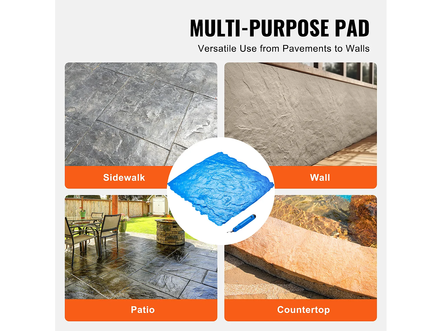 Tapis de Tampons pour Béton SucceBuy, 61 x 61 cm, Peau Texturée en Polyuréthane, Utilisation Répétée