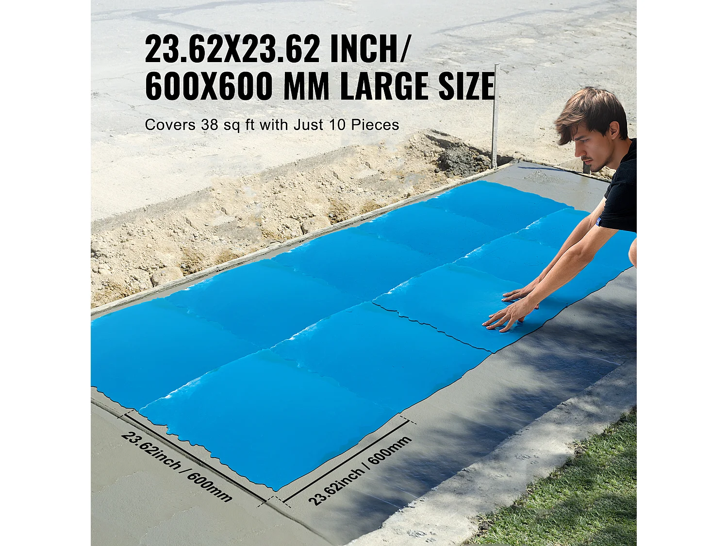 Tapis de Tampons pour Béton SucceBuy, 61 x 61 cm, Peau Texturée en Polyuréthane, Utilisation Répétée