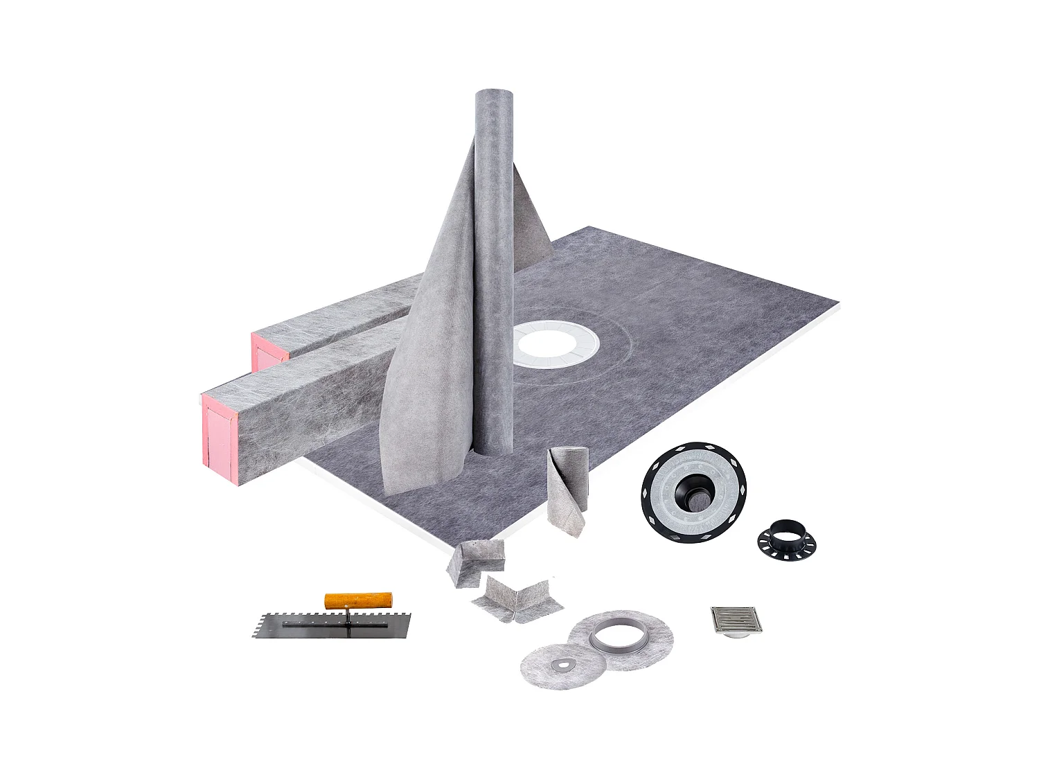 Kit de Receveur de Douche Étanche SucceBuy, 96 x 152 cm, avec Drain Central et Bride en PVC