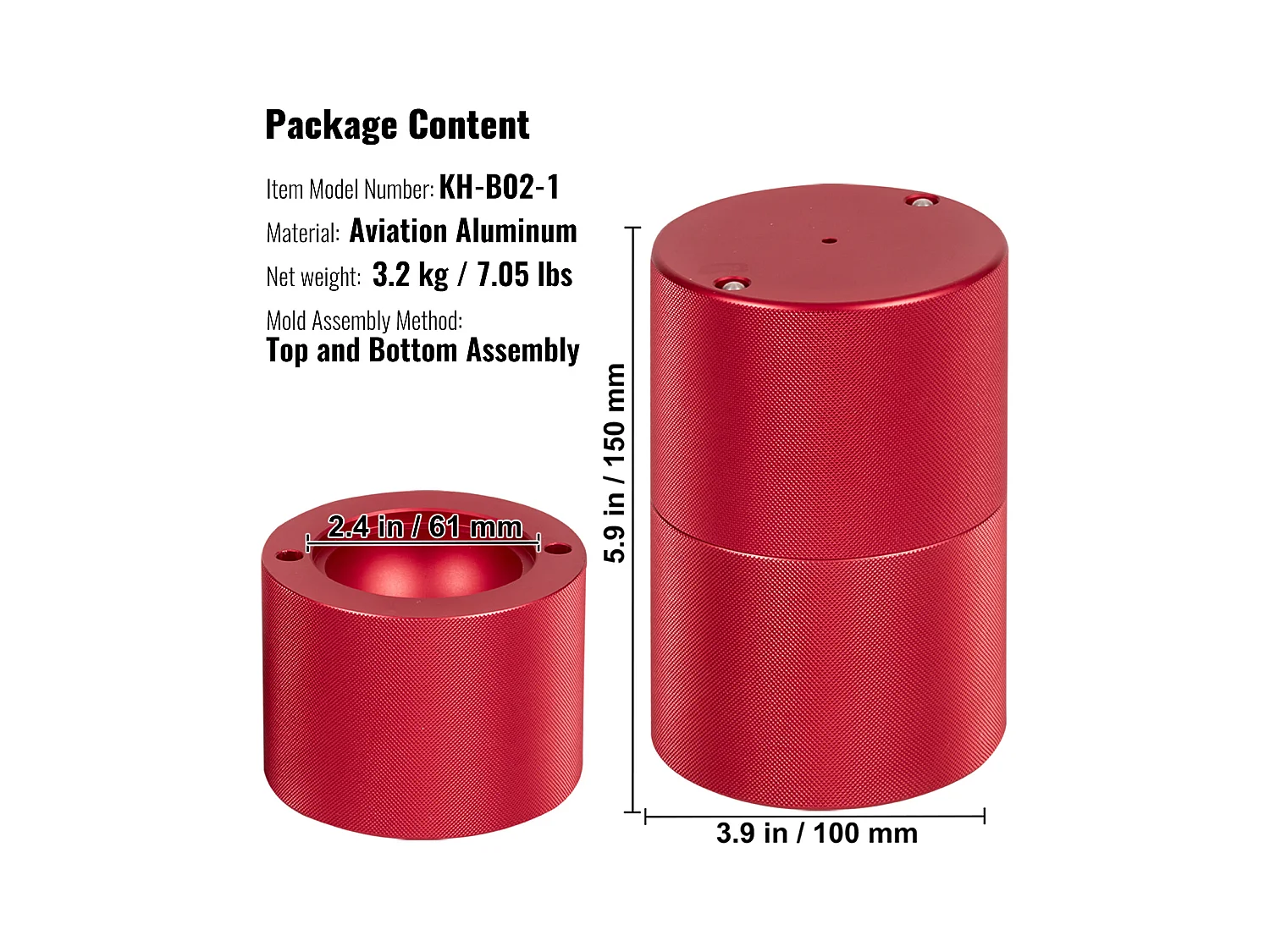 Máquina de Hielo SucceBuy 60 mm, Prensa de Hielo Esferas de Aluminio Redondo para Whisky, Rojo