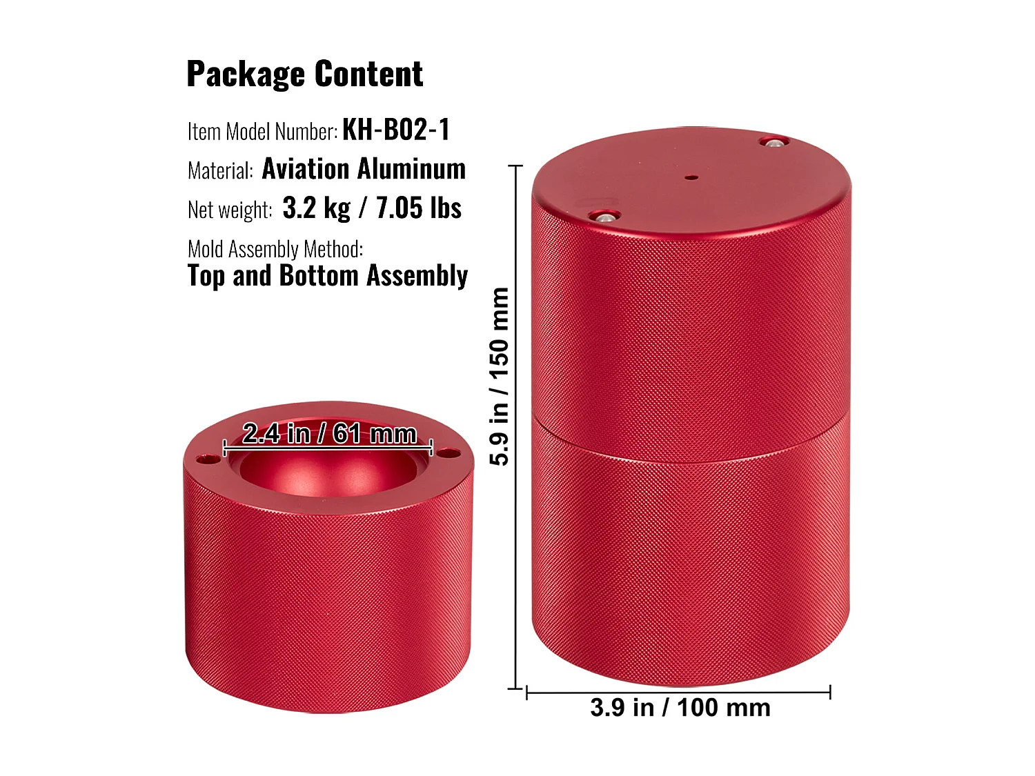 Machine à Glaçons SucceBuy 60 mm, Presse à Glaçons Sphères en Aluminium Rond pour Whisky, Rouge