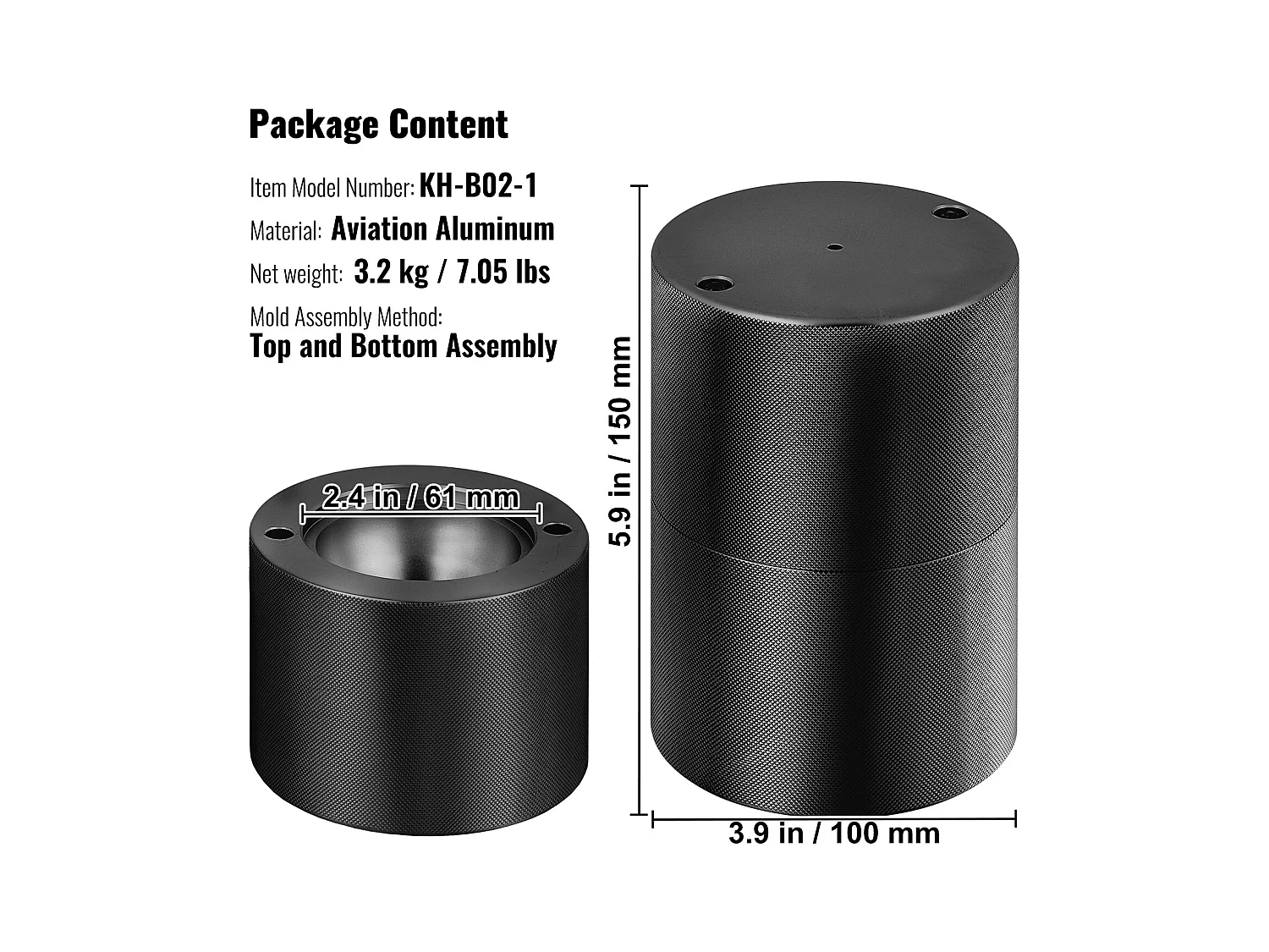 IJsmachine SucceBuy 61 mm, IJspers van Ronde Aluminium, Zwart, voor Whiskey, Cocktail, Bourbon en Eindejaarsfeesten