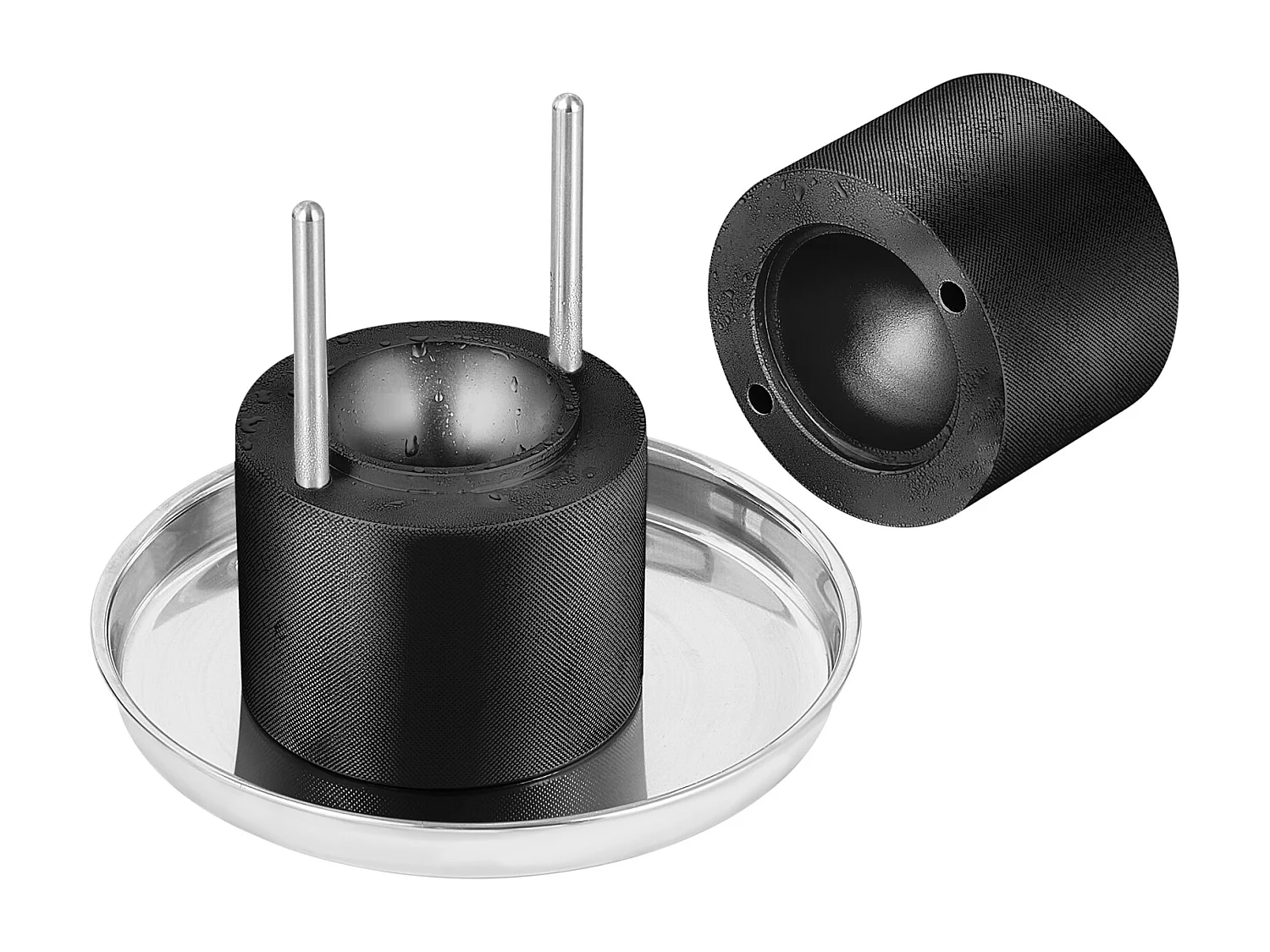 Machine à Glaçons SucceBuy 61 mm, Presse à Glaçons en Aluminium Rond, Noir, pour Whisky, Cocktail, Bourbon et Fêtes de Fin d'Année