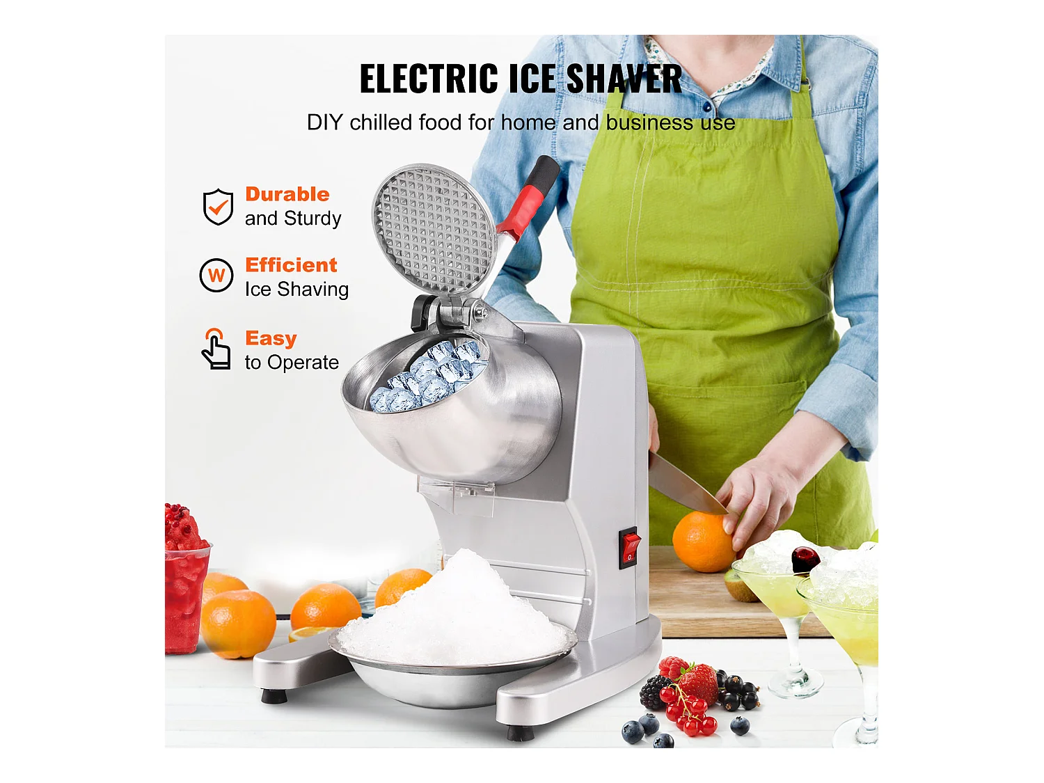 Elektryczna Kruszarka Do Lodu SucceBuy, Maszyna Do Śnieżnych Stożków 99,8 kg/h, 300 W