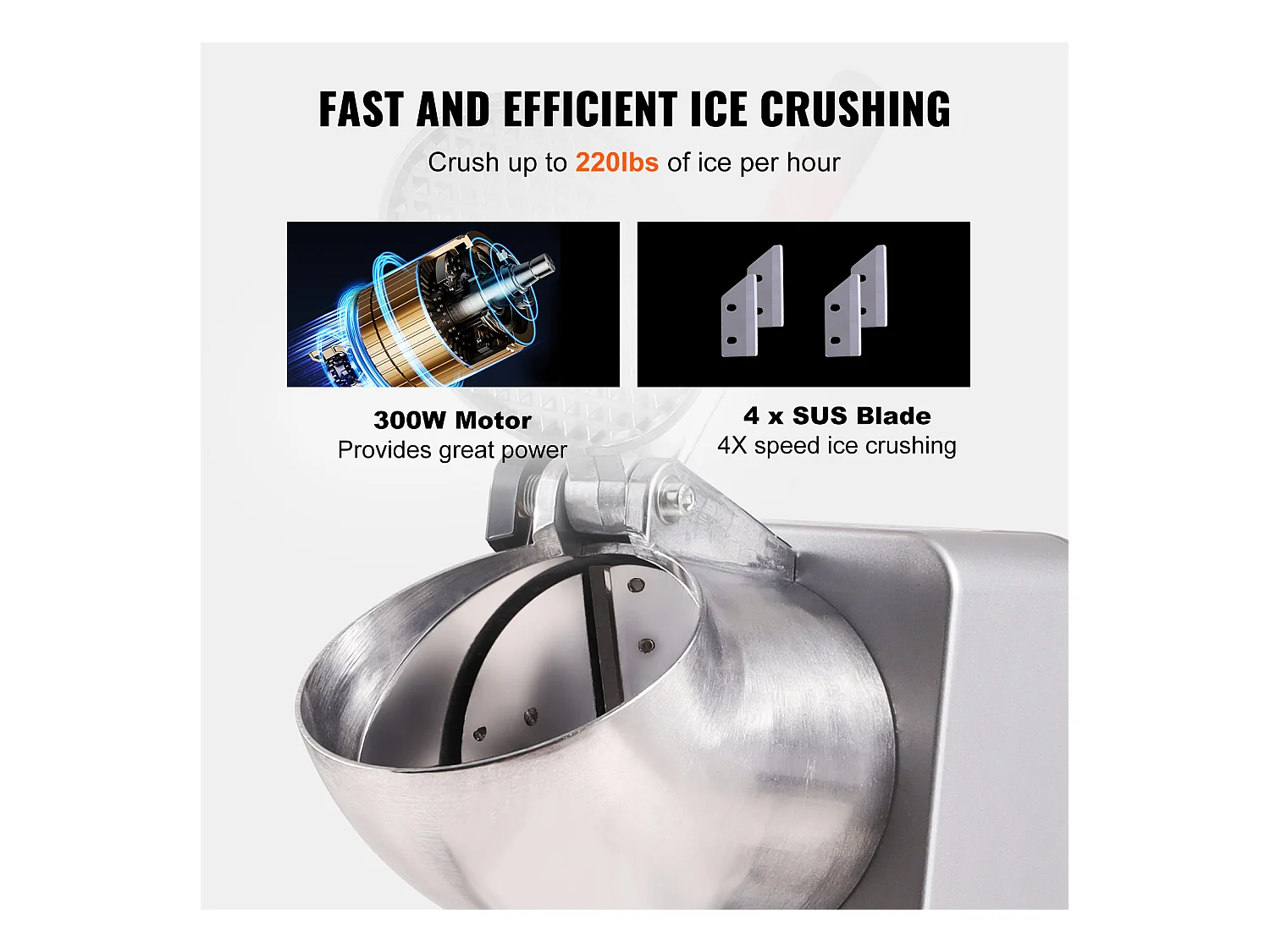 Elektryczna Kruszarka Do Lodu SucceBuy, Maszyna Do Śnieżnych Stożków 99,8 kg/h, 300 W