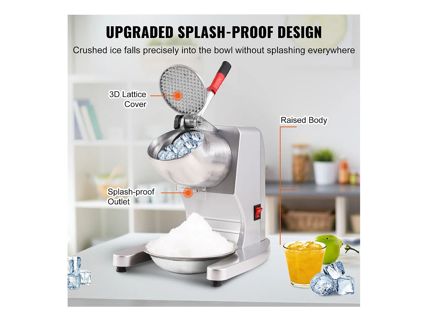 Elektryczna Kruszarka Do Lodu SucceBuy, Maszyna Do Śnieżnych Stożków 99,8 kg/h, 300 W