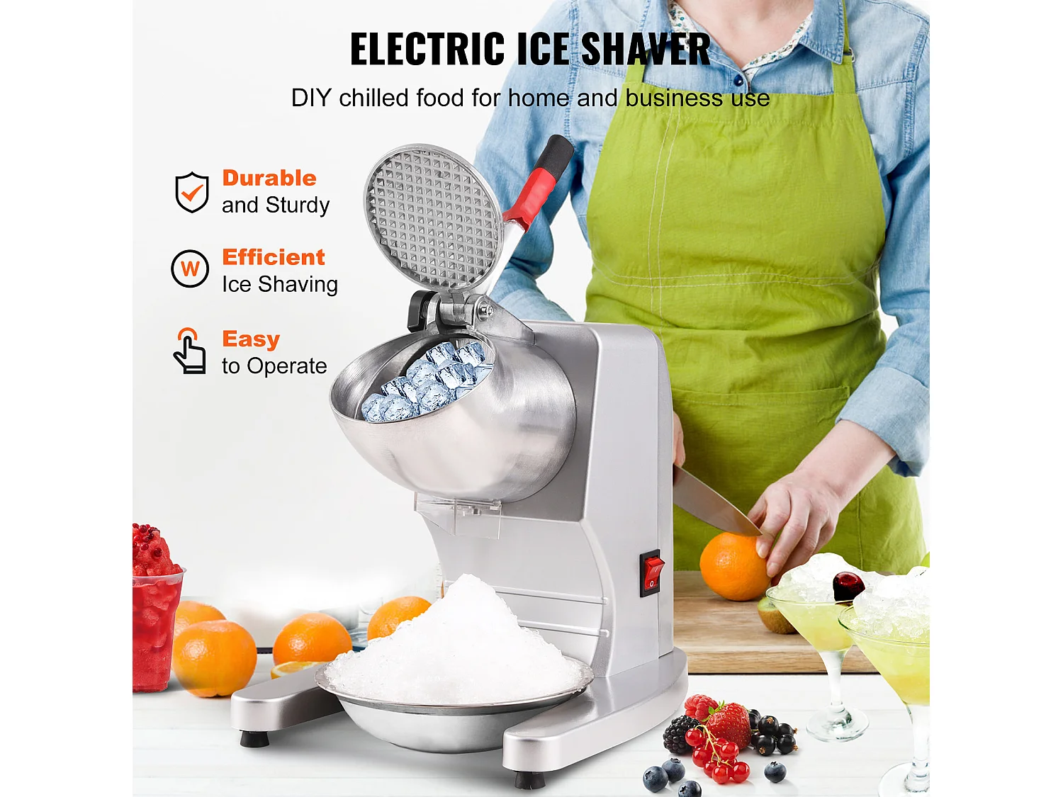 Broyeur à Glace Électrique SucceBuy, Machine à Cônes de Neige 99.8 kg/h, 300 W