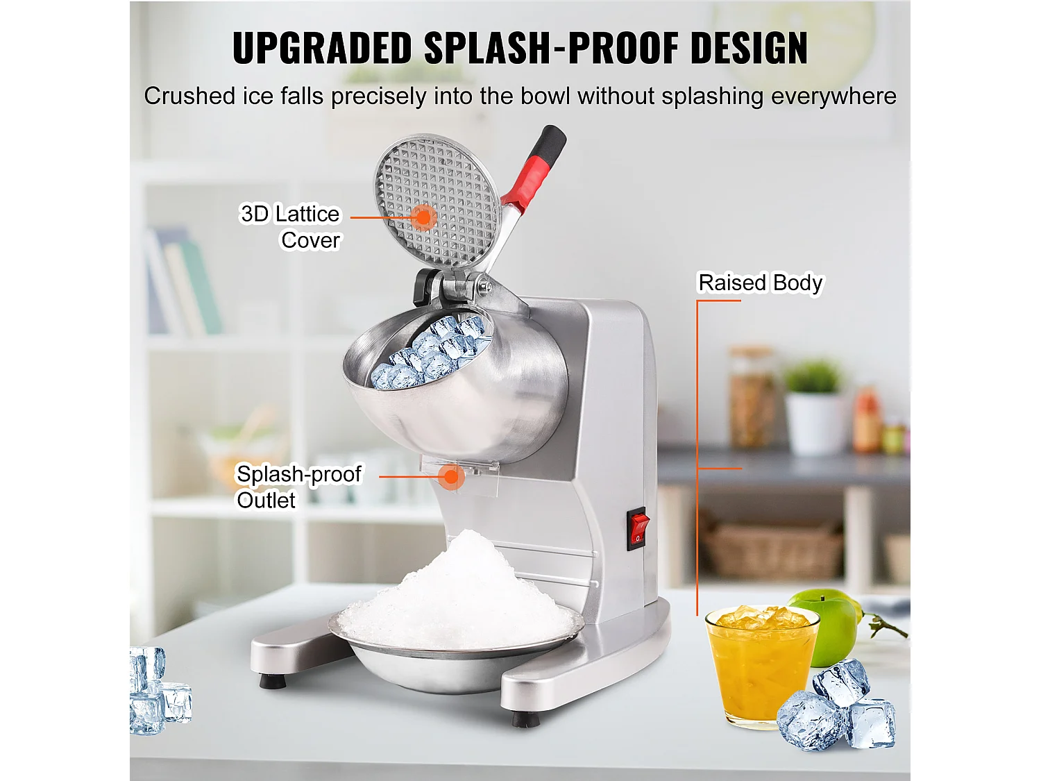 Broyeur à Glace Électrique SucceBuy, Machine à Cônes de Neige 99.8 kg/h, 300 W