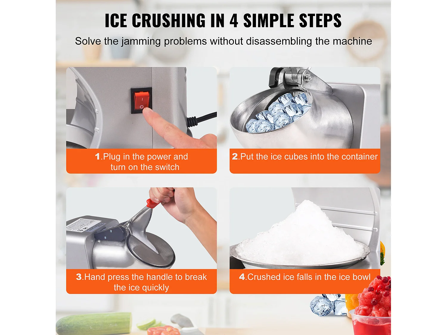 Broyeur à Glace Électrique SucceBuy, Machine à Cônes de Neige 99.8 kg/h, 300 W