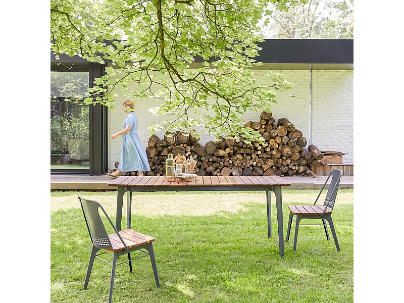 Outdoor Tisch aus massivem Teak und Metall Toscane 6/8 Pers.