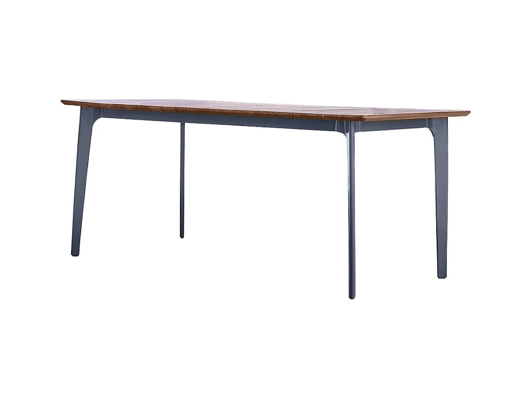 Table de jardin en bois de teck massif et métal Toscane 6/8 pers.