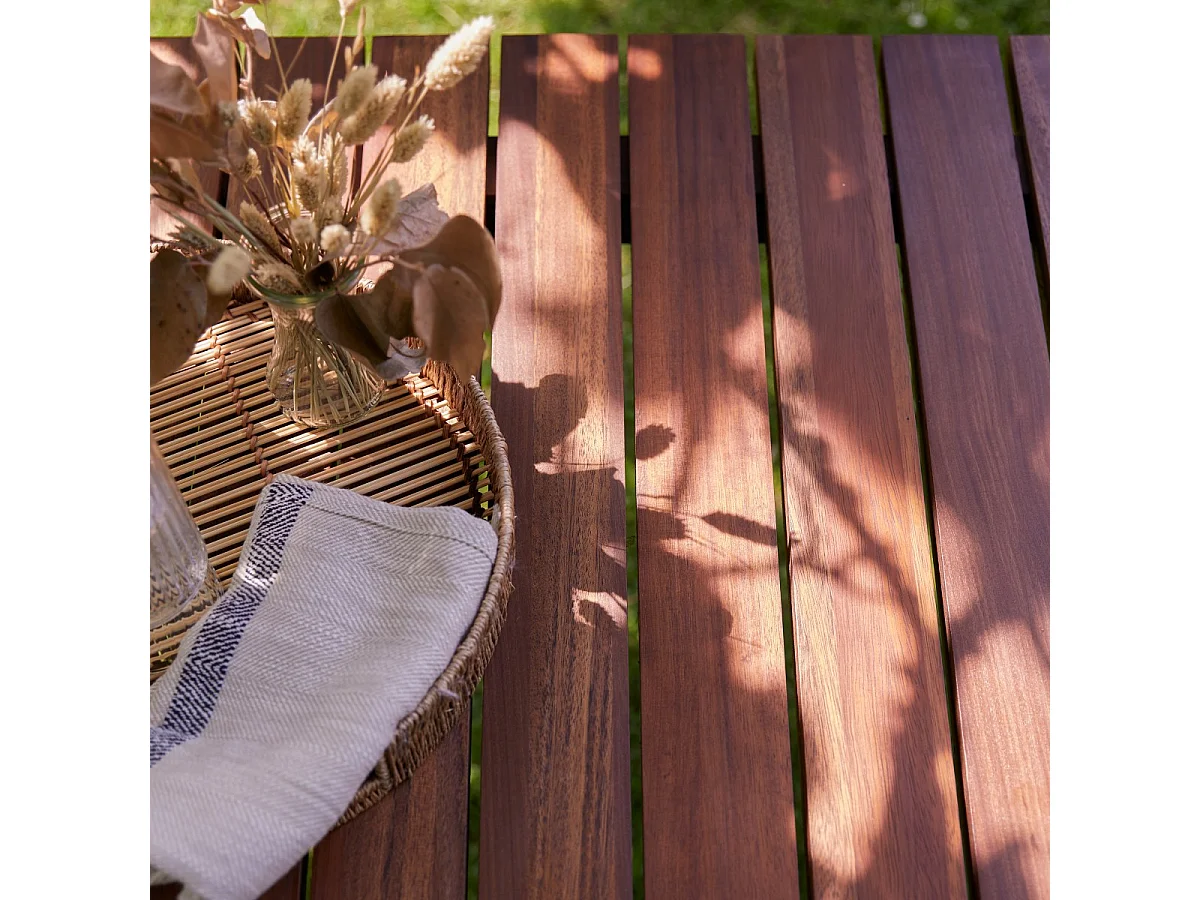 Table de jardin en bois de teck massif et métal Toscane 6/8 pers.
