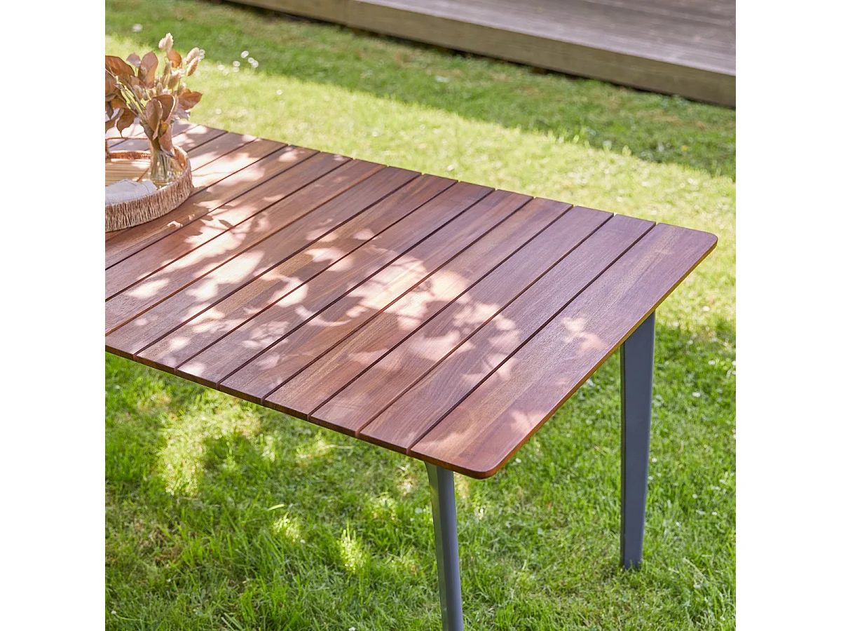 Tavolo da giardino in teak massello e metallo Toscane 6/8 pers.