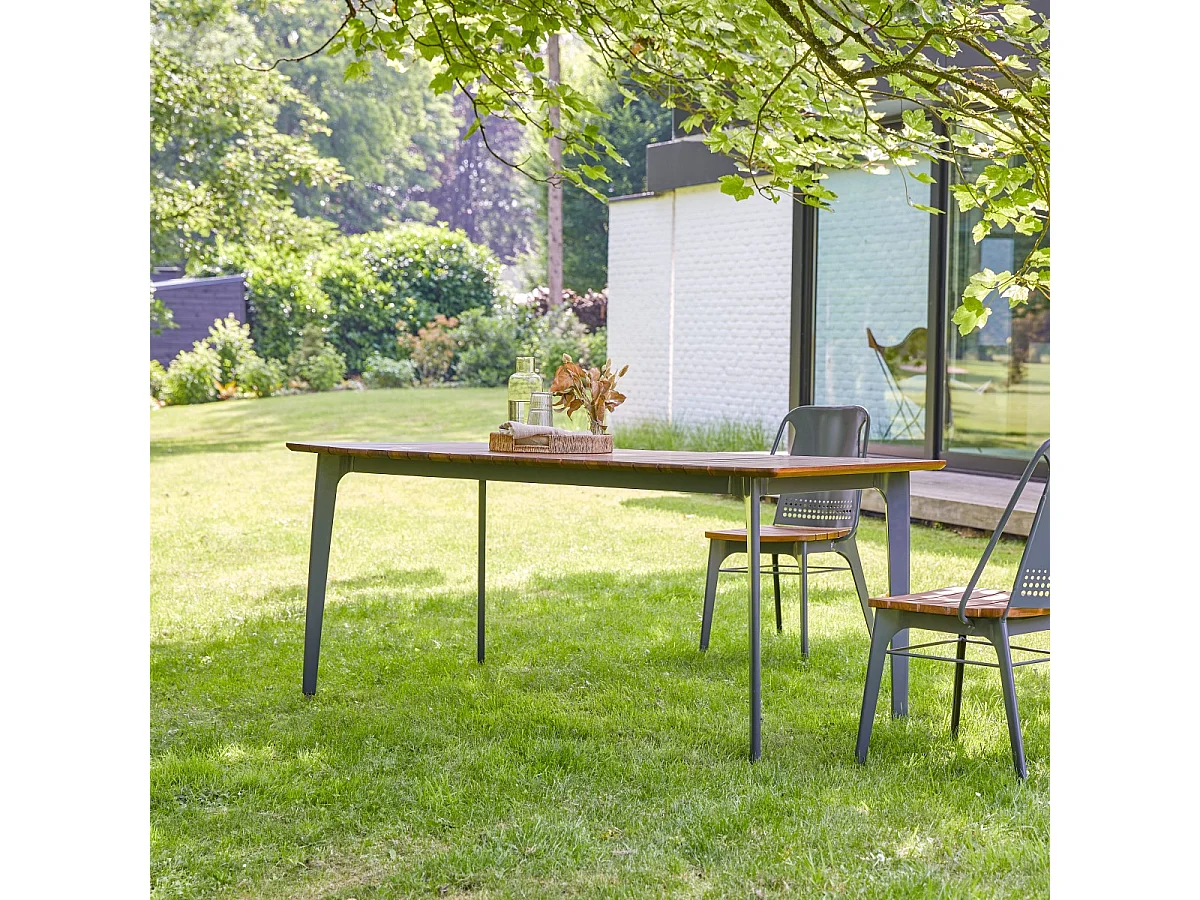 Tavolo da giardino in teak massello e metallo Toscane 6/8 pers.