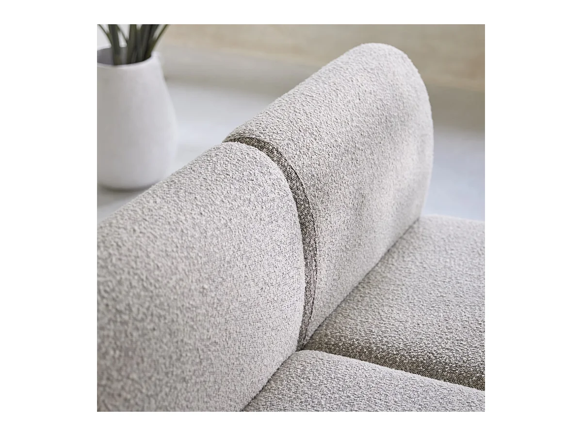 Divano modulare angolare Swann da 4 posti in acacia massello e tessuto grigio