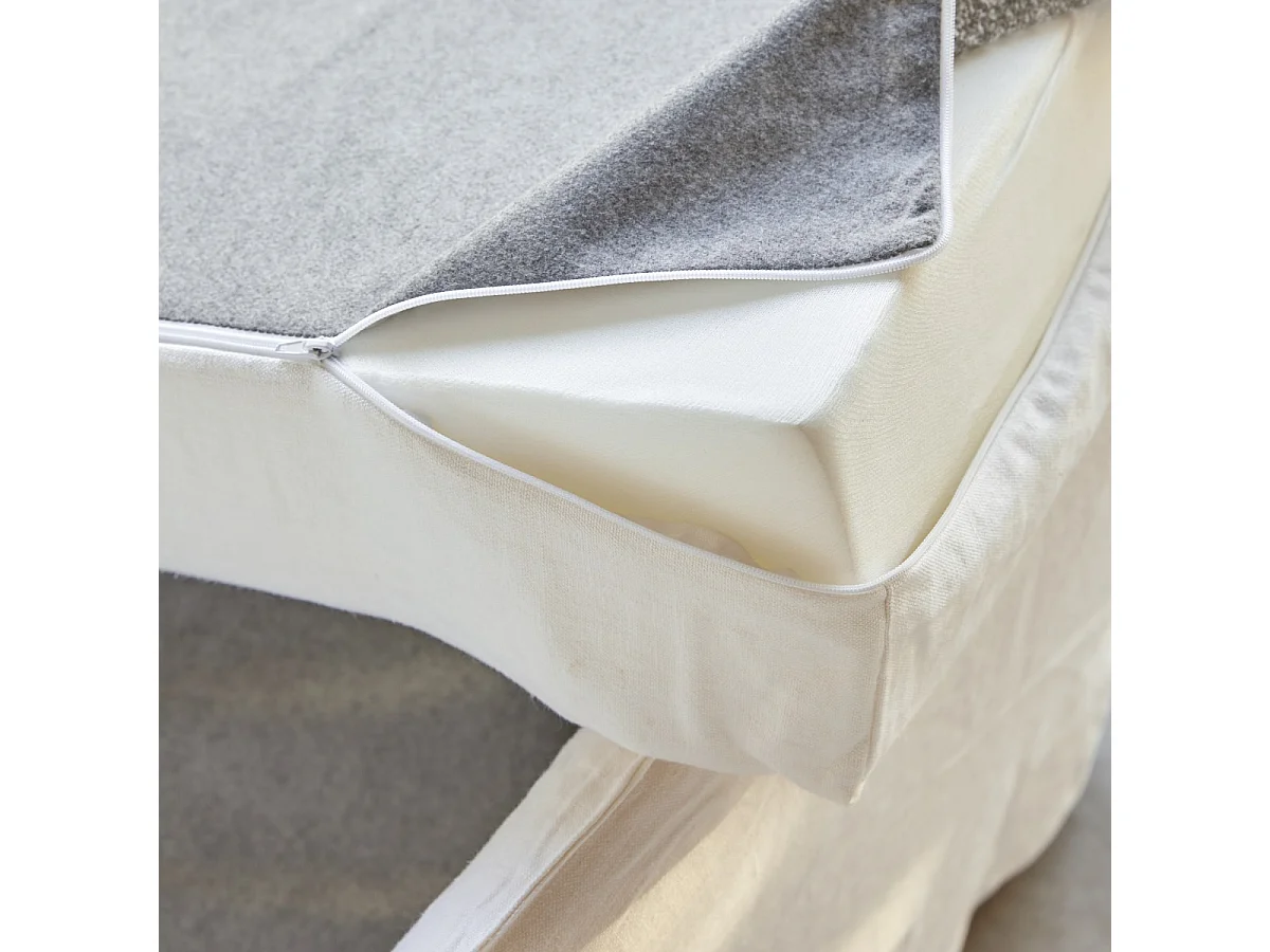 Divano in lino bianco Ariane, 3 posti