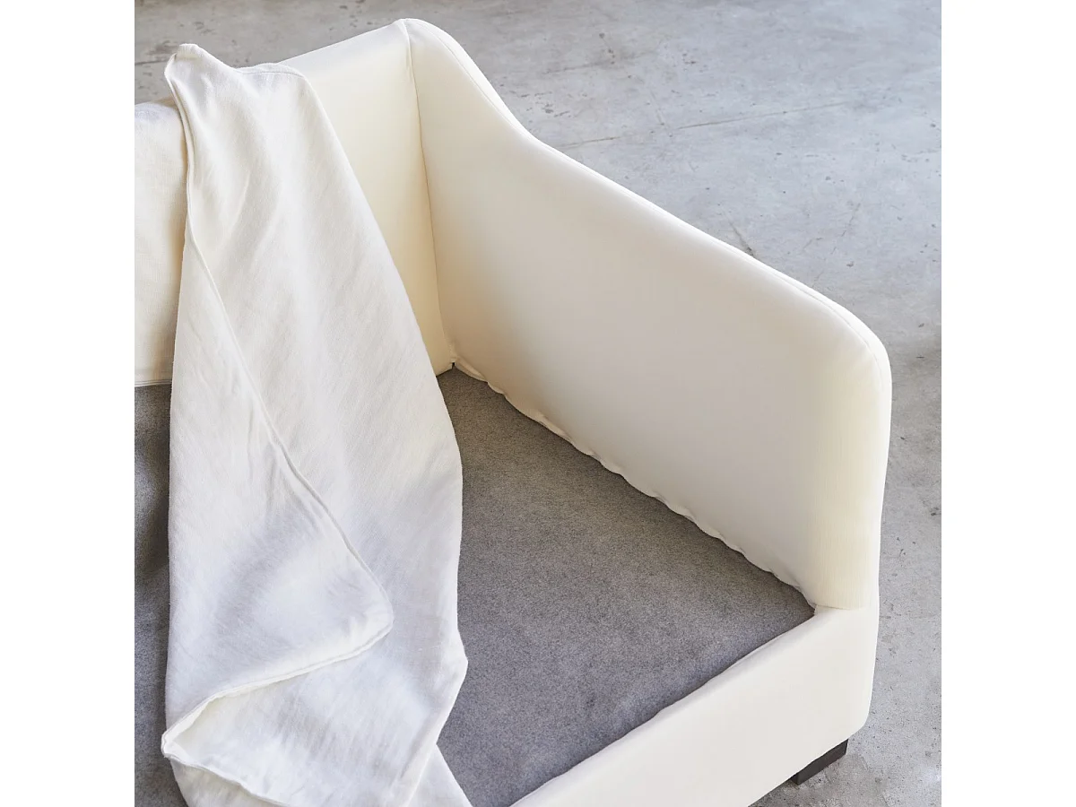 Divano in lino bianco Ariane, 3 posti