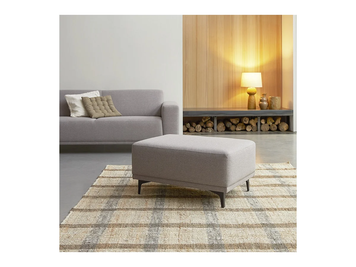 Fußhocker Lars mit taupegrauem Stoffbezug ,1-Sitz