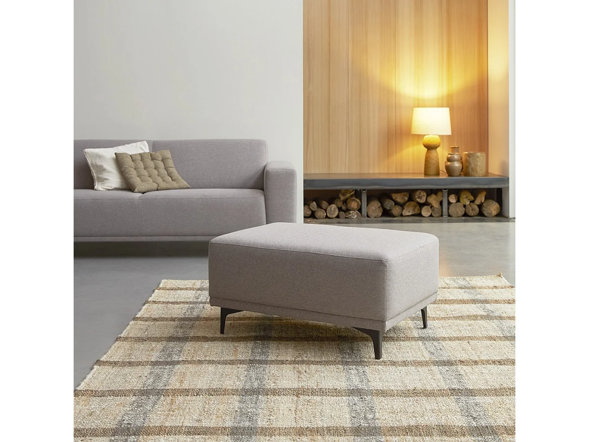 Fußhocker Lars mit taupegrauem Stoffbezug ,1-Sitz