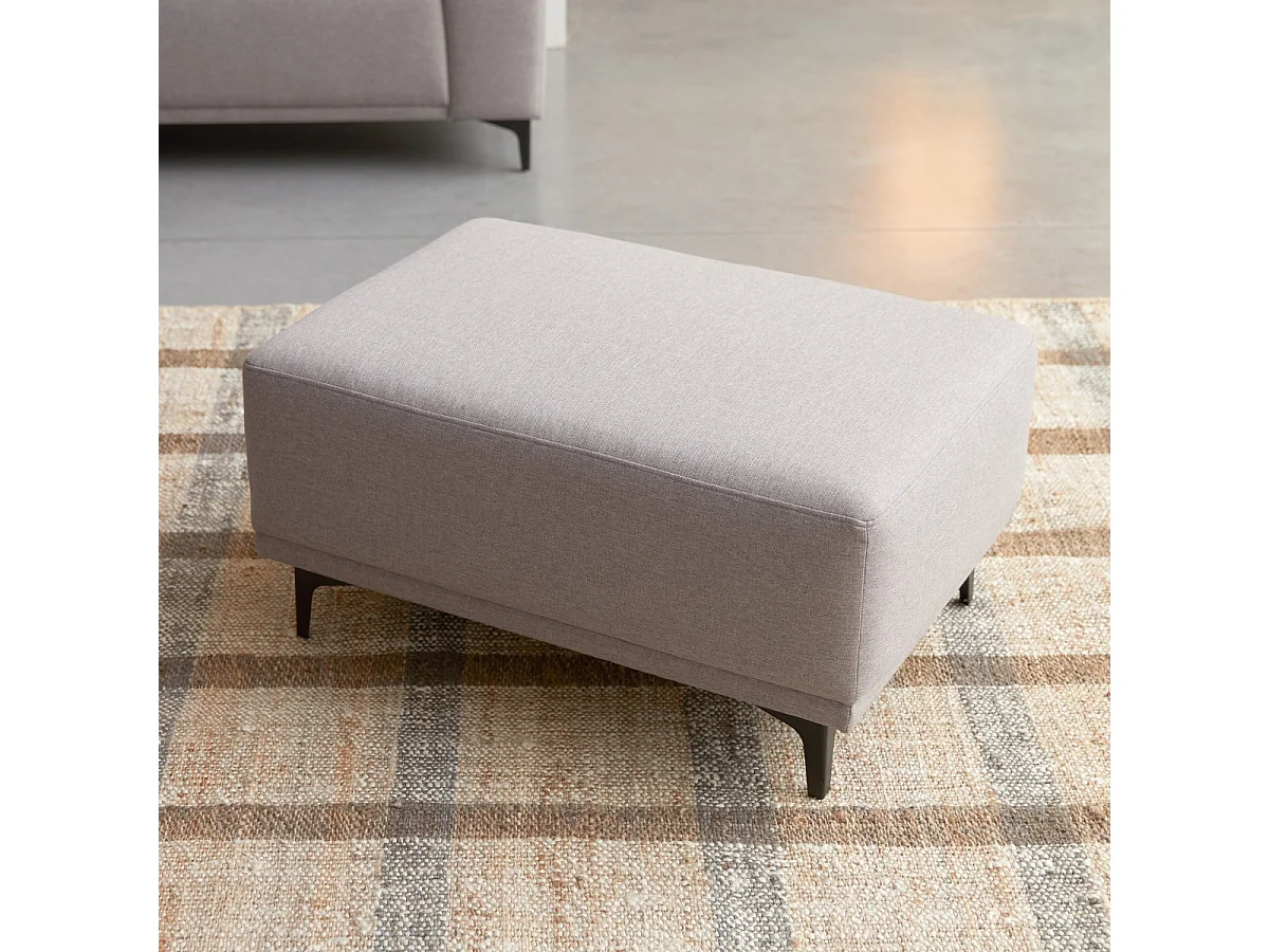 Fußhocker Lars mit taupegrauem Stoffbezug ,1-Sitz