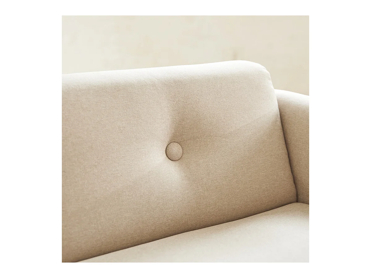 2-Sitzer-Sofa mit massivem Eichenholzgestell und ecrufarbenem Stoffbezug