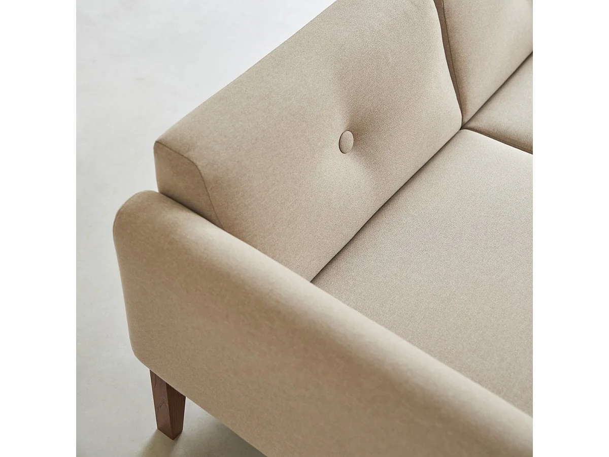 Divano in rovere massello e tessuto écru 2 posti