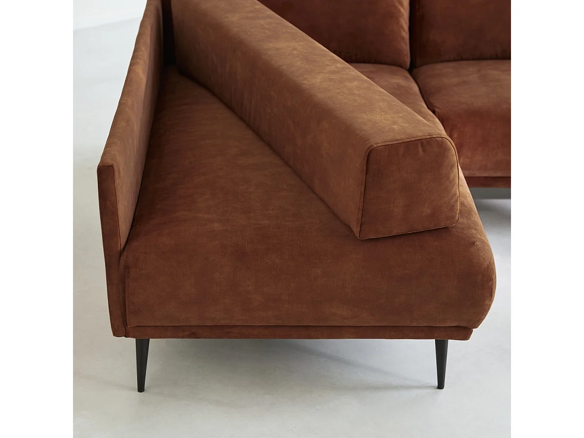Divano con angolo a sinistra in velluto terracotta 270 x 180 cm Finn, 4 posti
