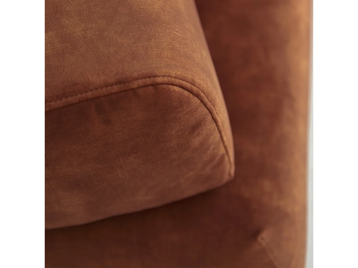 Divano con angolo a sinistra in velluto terracotta 270 x 180 cm Finn, 4 posti