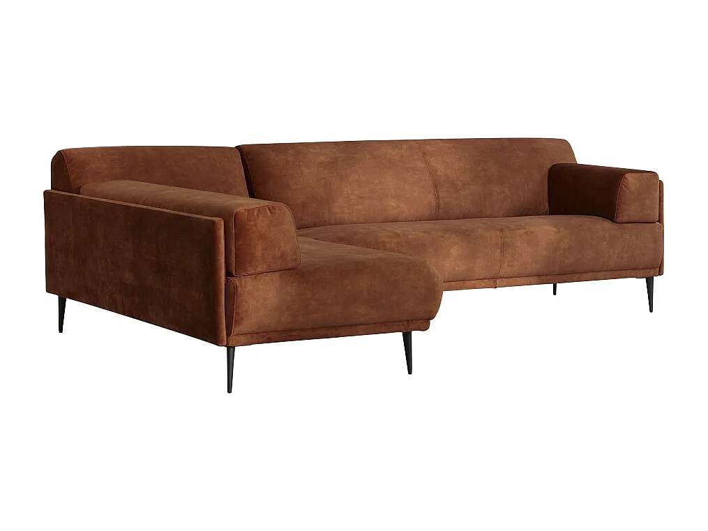 Divano con angolo a sinistra in velluto terracotta 270 x 180 cm Finn, 4 posti