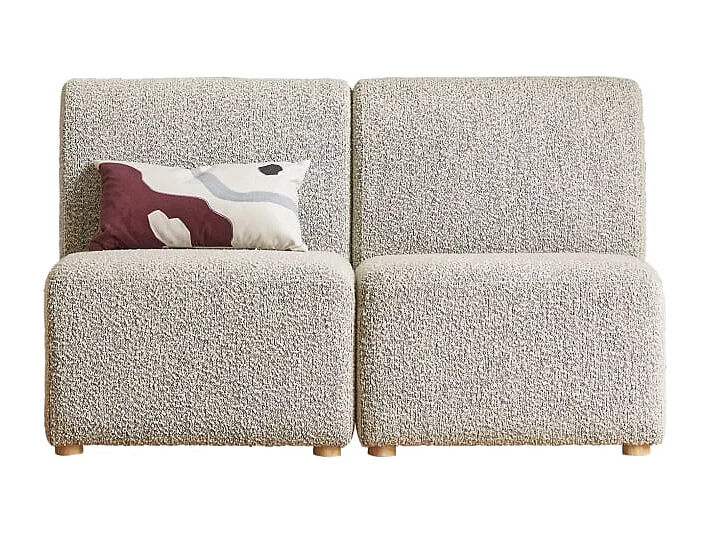 Banquette Swann modulable 2 places en bois d'acacia massif et tissu gris