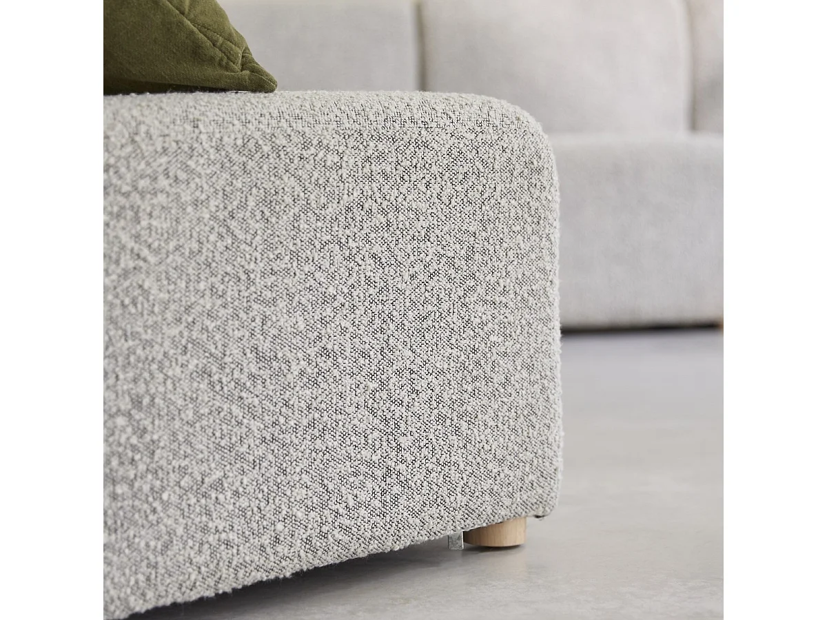 Banquette Swann modulable 2 places en bois d'acacia massif et tissu gris