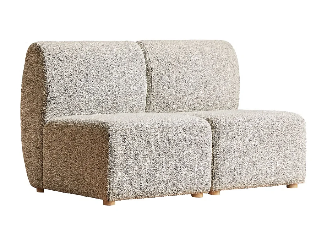 Banquette Swann modulable 2 places en bois d'acacia massif et tissu gris