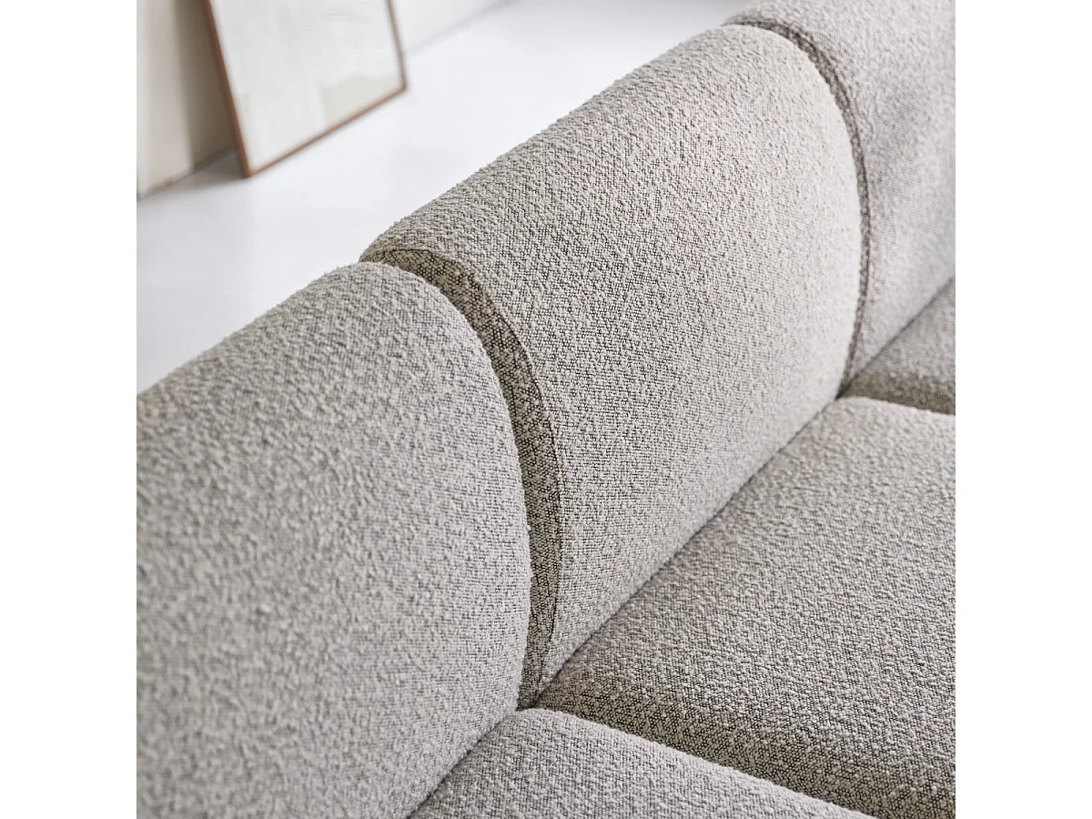 Banquette Swann modulable 3 places en acacia massif et tissu gris