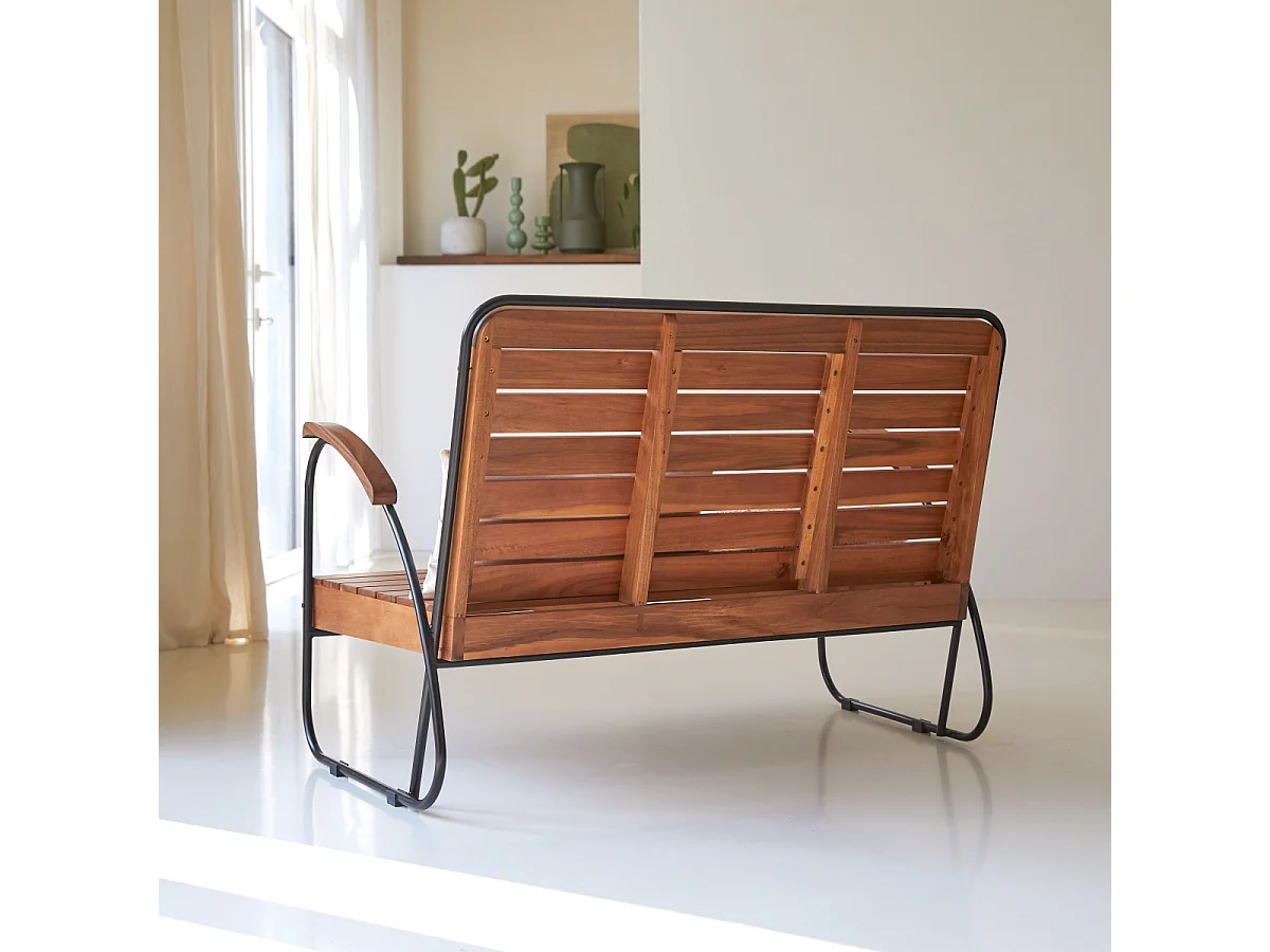 Banc Key Wood en acacia massif, 2 places