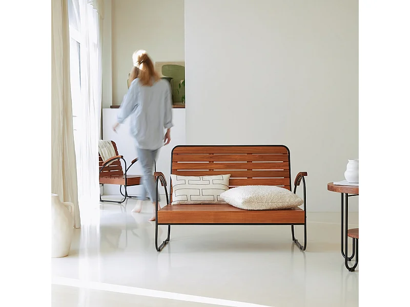 Banc Key Wood en acacia massif, 2 places