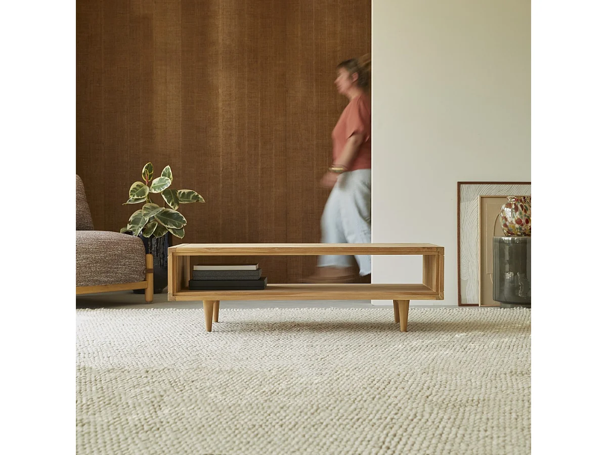 Tavolino basso per soggiorno in legno di Teak 120x50