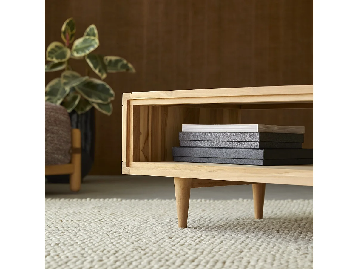 Tavolino basso per soggiorno in legno di Teak 120x50