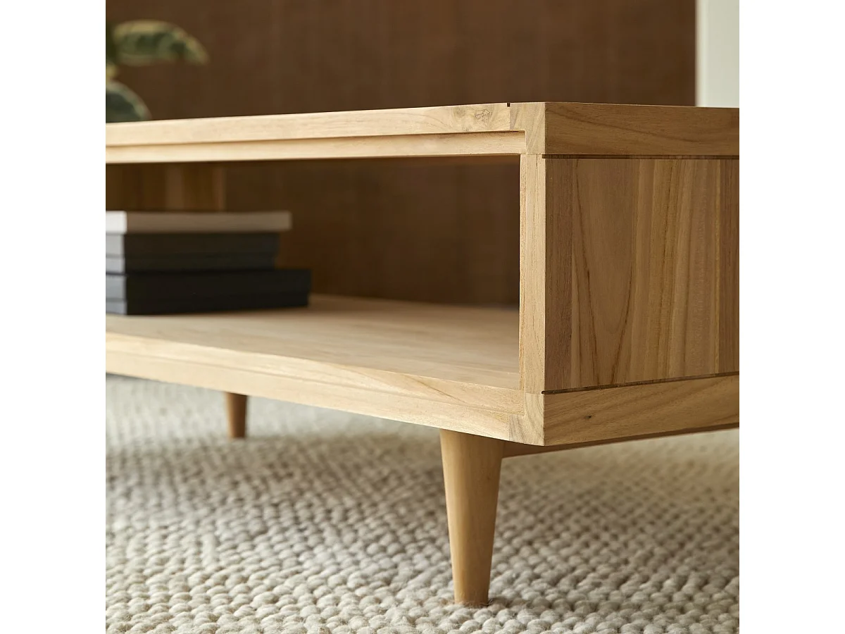 Tavolino basso per soggiorno in legno di Teak 120x50