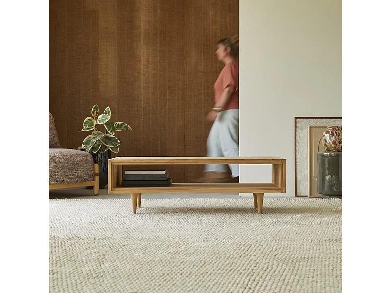 Tavolino basso per soggiorno in legno di Teak 120x50
