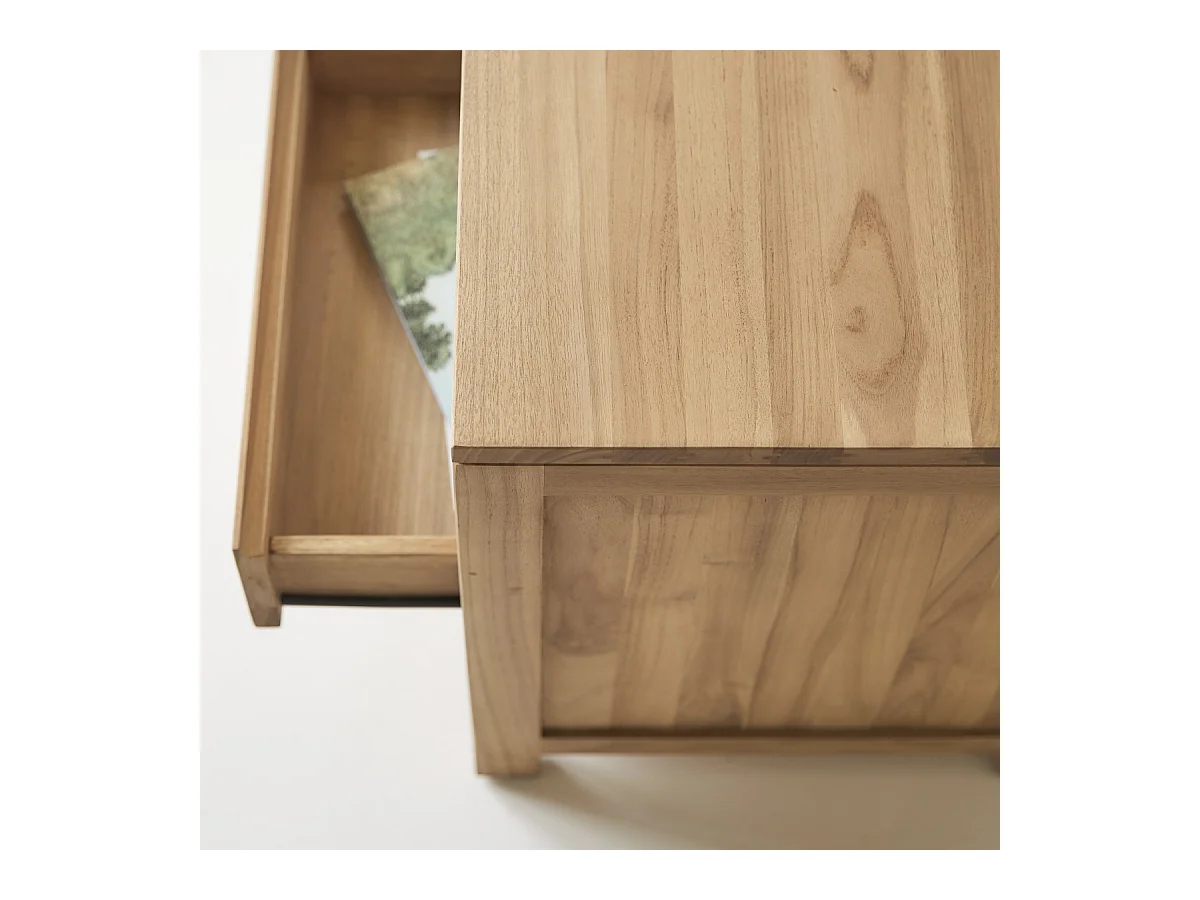 Bureau en bois de teck 160 Eden avec caisson de rangement