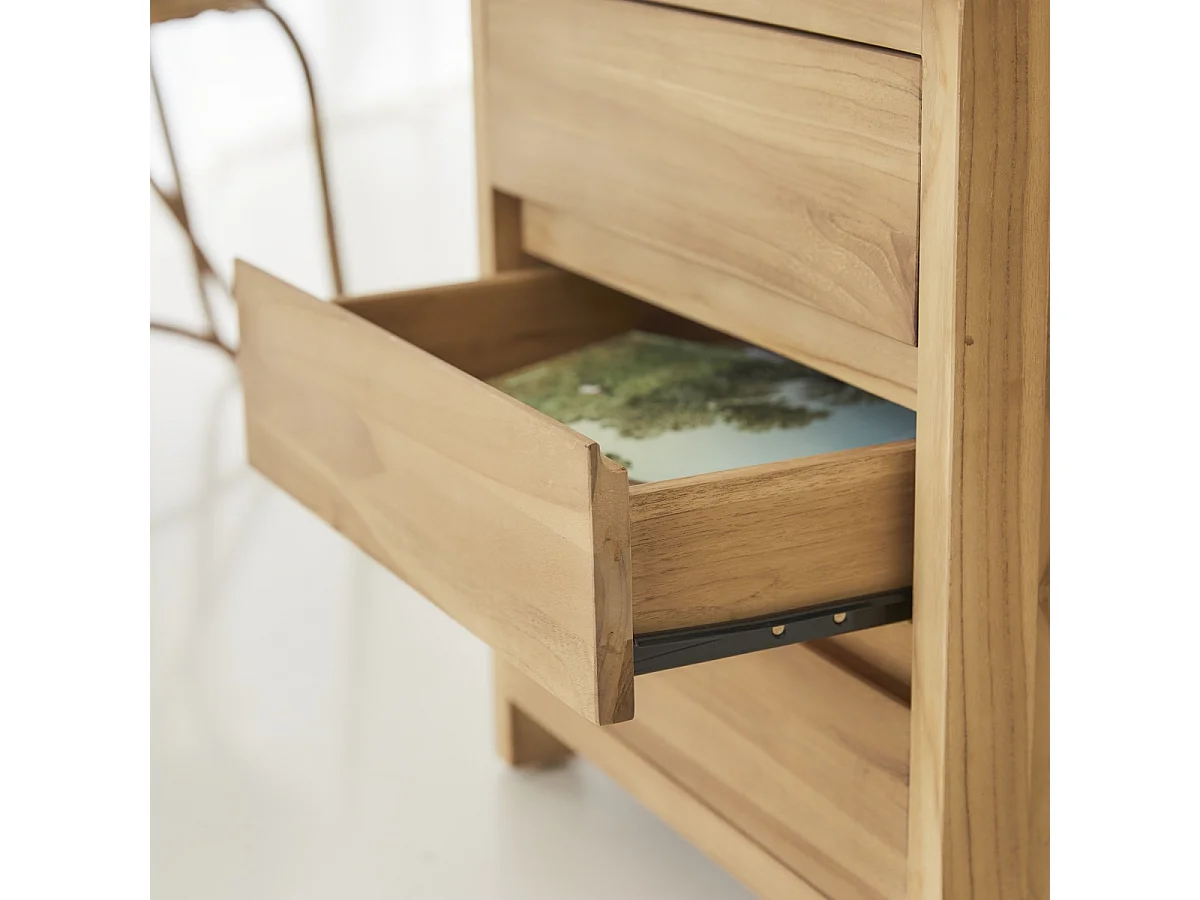 Bureau en bois de teck 160 Eden avec caisson de rangement