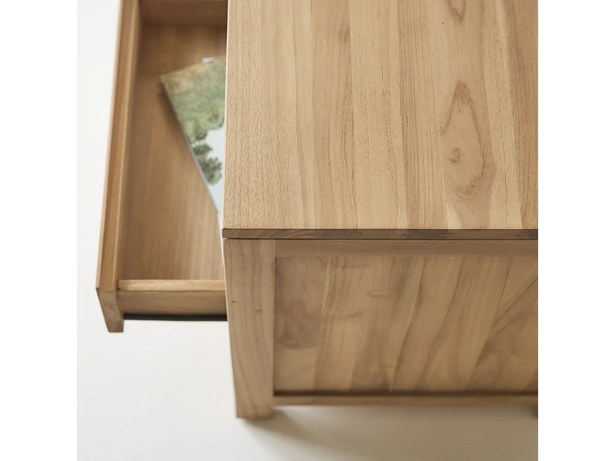 Schreibtisch Teak massiv natur Holz Büro Neu Tikamoon