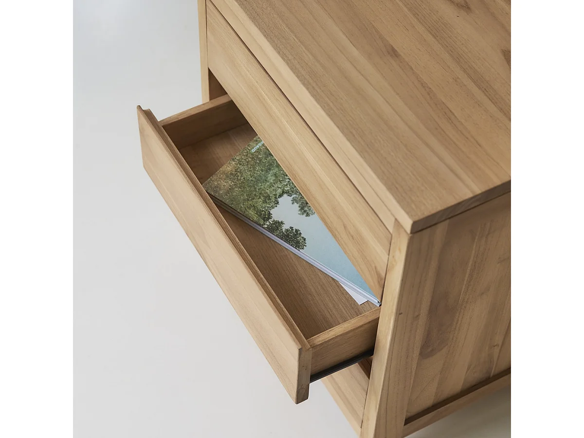 Schreibtisch Teak massiv natur Holz Büro Neu Tikamoon