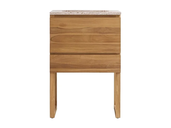 Mobile per il bagno Edgar in teak massello e battuto di terrazzo Pink 60 cm